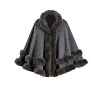 DFJOENVLDKHFE Cape Coat for Women Shawls and Wraps Evening Dresses Faux Fur Collar Cloak Pashmina Ruffle Hem Jackets(Grey)