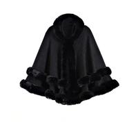 DFJOENVLDKHFE Cape Coat for Women Shawls and Wraps Evening Dresses Faux Fur Collar Cloak Pashmina Ruffle Hem Jackets(Black)