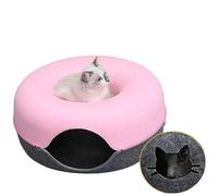 DFJOENVLDKHFE Cat Nest,Cosy Cat Cave Bed,Cat Hideaway,Cute Cat Cubby,Versatile Cat Bed For Privacy,Nap & Play,Fits Cats And Dogs(Dark Grey Pink Bed,DONUT_50X50X20CM)