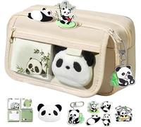 DFJOENVLDKHFE Cute Panda Large Capacity Animal Stationery Pouch with Zipper Pencil Cases Pens(Yellow)