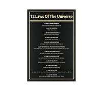 DFJyjFGJJ 12 Laws Of The Universe Manifestation Spiritual Canvas, Attraction Energy Quote, Canvas Wall Art Posters And Prints Room Aesthetic Bedroom Office Decor 20x30inch(50x75cm)
