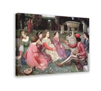 DFJyjFGJJ A Tale from The Decameron by John William Waterhouse Pre-Raphaelite Classical Canvas Art Poster And Wall Art Picture Print Modern Family Bedroom Decor Posters 16x24inch(40x60cm)