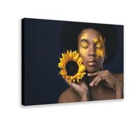DFJyjFGJJ African Woman And Sunflower, Abstract, Printed, Naked Abstract Cool Canvas Art Wall Decor Posters Home Bar Restaurant Garage Cafe Logo Gift 16x24inch(40x60cm)