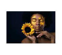 DFJyjFGJJ African Woman And Sunflower, Abstract, Printed, Naked Abstract Cool Canvas Wall Art Posters And Prints Room Aesthetic Bedroom Office Decor 16x24inch(40x60cm)