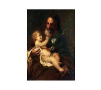 DFJyjFGJJ Bartolome Esteban Murillo,Saint Joseph with The Infant Saviour Canvas Poster And Wall Art Picture Print Modern Family Bedroom Decor 24x36inch(60x90cm)