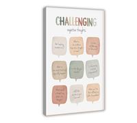 DFJyjFGJJ Challenging Negative Thoughts_ CBT Therapy Mental Health Canvas Wall Art Posters And Prints Room Aesthetic Bedroom Office Decor 24x36inch(60x90cm)