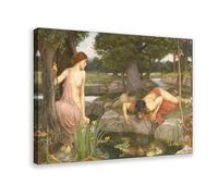 DFJyjFGJJ Echo And Narcissus by John William Waterhouse Pre-Raphaelite Classical Canvas Poster Wall Art Bedroom Decor Office Room Kitchen Decor Gift 12x18inch(30x45cm)