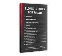 DFJyjFGJJ Elon Musk 10 Rules For Success Motivational Office Investor CEO, Entrepreneur Wall Decoration Poster Family Bar Restaurant Garage Cafe Art Sign Gift 20x30inch(50x75cm)