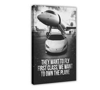 DFJyjFGJJ Entrepreneur Own The Plane Office Motivational Hustle Success Quote Jet Plane Sign Self Made Canvas Posters Wall Art Bedroom Office Room Decor Gift 20x30inch(50x75cm)