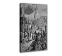 DFJyjFGJJ Gustave Dore - A Friendly Tournament during The Third Crusade in 1189 Black And White Canvas Poster Bedroom Decor Sports Landscape Office Room Decor Gift 16x24inch(40x60cm)