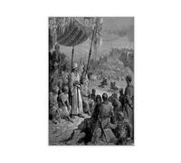DFJyjFGJJ Gustave Dore - A Friendly Tournament during The Third Crusade in 1189 Black And White Canvas Posters Wall Art Bedroom Office Room Decor Gift 12x18inch(30x45cm)