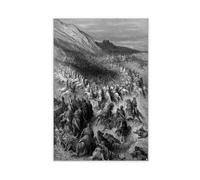 DFJyjFGJJ Gustave Dore - Crusaders Surrounded by Saladin's Army Black And White Canvas Posters Wall Art Bedroom Office Room Decor Gift 24x36inch(60x90cm)