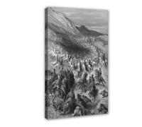 DFJyjFGJJ Gustave Dore - Crusaders Surrounded by Saladin's Army Black And White Canvas Wall Art Print Poster For Home School Office Decor 20x30inch(50x75cm)