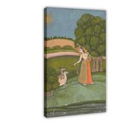 DFJyjFGJJ Indian Paintings,Todi Ragini,A Closer Look at Ragini Todi Canvas Wall Art Print Poster For Home School Office Decor 20" L X 30" W