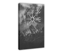 DFJyjFGJJ Inspirational Poster Viking Compass Vegvisir Room Aesthetics Canvas Modern Poster Wall Art Prints Paintings Living Room Bedroom Decor 20x30inch(50x75cm)