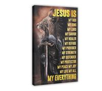 DFJyjFGJJ Jesus Is My God, King, Lord, Savior, Everything Jesus Lion Christina Christian Bible Verses for Men Canvas Poster And Wall Art Picture Print Modern Family Bedroom Decor 20x30inch(50x75cm)