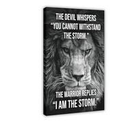 DFJyjFGJJ Lion Warrior I AM The Storm Inspirational Room Aesthetics Canvas Modern Poster Wall Art Prints Paintings Living Room Bedroom Decor 12x18inch(30x45cm)