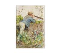 DFJyjFGJJ Man Looking Through A Telescope by Henry Scott Tuke Impressionism Canvas Art Poster And Wall Art Picture Print Modern Family Bedroom Decor Posters 20x30inch(50x75cm)