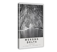 DFJyjFGJJ Mekong Delta Black And White, Mekong Delta Travel, Vietnam, Asia Canvas Modern Poster Wall Art Prints Paintings Living Room Bedroom Decor 20x30inch(50x75cm)