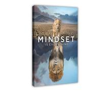 DFJyjFGJJ Mindset Is Everything Lion Room Aesthetics Inspirational Canvas Modern Poster Wall Art Prints Paintings Living Room Bedroom Decor 20x30inch(50x75cm)