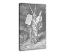 DFJyjFGJJ Moses Showing The Ten Commandments by Gustave Dore Vintage Poster Romanticism Realism Black And White Art Poster Print for Teen Boys Room Wall Art Canvas Painting 20" L X 30" W