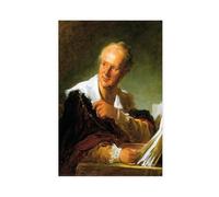DFJyjFGJJ Portrait of Diderot by Jean Honore Fragonard The Rococo Period Canvas Wall Art Print Poster For Home School Office Decor 12x18inch(30x45cm)
