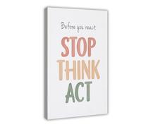 DFJyjFGJJ Stop Think Act Mental Healt for Kids Calming Corner Decor School Counselor Classroom Canvas Art Wall Decor Posters Home Bar Restaurant Garage Cafe Logo Gift 24x36inch(60x90cm)