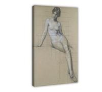 DFJyjFGJJ Study for The Kelpie by Herbert James Draper Canvas Wall Art Print Poster For Home School Office Decor 12" L X 18" W