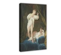 DFJyjFGJJ Two Girls on A Bed Playing with Their Dogs by Jean Honore Fragonard The Rococo Period Poster Print for Teen Boys Room Wall Art Canvas Painting Print 16x24inch(40x60cm)