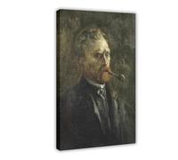 DFJyjFGJJ Vincent Van Gogh - Self-Portrait with Pipe 1 Canvas Poster Wall Art Bedroom Decor Office Room Kitchen Gift 12" L X 18" W