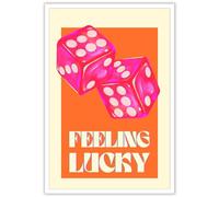 DFKJIB Pink Retro Dice Canvas Wall Art Bright Colorful Lucky Dice Art Poster Dopamine Aesthetic Print Paintings Wall Decor for Trendy Teen Girl Room Living Room Bedroom 12x16in Unframed