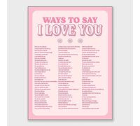 DFKJIB Trendy Light Pink Romantic Love Quotes Ways To Say I Love You Girly Canvas Wall Art Y2k Retro Coquette Room Decor Poster Bar Cart Large Preppy Dorm Decor Living Room Bedroom 16x24in Unfraned