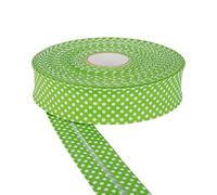 DFL 30mm Cotton Polka Dot Bias Binding Tape - 100% Cotton Twill, Pre-Folded -Sewing, Quilting, Bunting & Craft Edging(Lime,25 Metre)