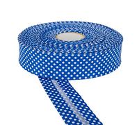 DFL 30mm Polka Dot Cotton Twill Bias Binding Tape - Double Fold - Edging for Sewing, Bunting, Quilting, Crafts & Garment Finishing - Available in 5m & 25m (Royal Blue, 25 Metre)