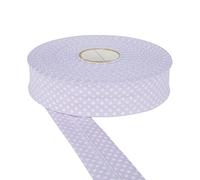 DFL 30mm Polka Dot Cotton Twill Bias Binding Tape - Double Fold - Edging for Sewing, Bunting, Quilting, Crafts & Garment Finishing - Available in 5m & 25m (Lilac, 25 Metre)