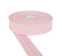DFL 30mm Polka Dot Cotton Twill Bias Binding Tape - Double Fold - Edging for Sewing, Bunting, Quilting, Crafts & Garment Finishing - Available in 5m & 25m (Dusky Pink, 25 Metre)