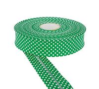 DFL 30mm Polka Dot Cotton Twill Bias Binding Tape - Double Fold - Edging for Sewing, Bunting, Quilting, Crafts & Garment Finishing - Available in 5m & 25m (Emerald Green, 25 Metre)