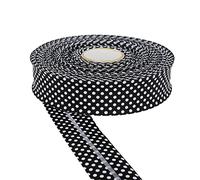 DFL 30mm Polka Dot Cotton Twill Bias Binding Tape - Double Fold - Edging for Sewing, Bunting, Quilting, Crafts & Garment Finishing - Available in 5m & 25m (Black, 25 Metre)