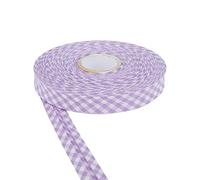 DFL Cotton Gingham Print Bias Binding Tape 18mm - Double Folded Edging in Assorted Colours, 5m & 25m Lengths - Perfect for Sewing, Quilting, Bunting & Craft Projects (25m,Lilac)