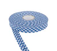 DFL Cotton Gingham Print Bias Binding Tape 18mm - Double Folded Edging in Assorted Colours, 5m & 25m Lengths - Perfect for Sewing, Quilting, Bunting & Craft Projects (5m,Royal Blue)