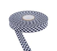 DFL Cotton Gingham Print Bias Binding Tape 18mm - Double Folded Edging in Assorted Colours, 5m & 25m Lengths - Perfect for Sewing, Quilting, Bunting & Craft Projects (5m,Navy Blue)
