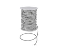 DFL Lurex Macrame Cord 3mm- Metallic Gold & Silver Craft String, Glitter Elastic Rope for Macrame, Bracelet Making, String Art, Scrapbooking, Hanging Decorations & DIY Crafts (Silver,1 Metre)