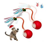 DFQ 2 Pcs Cat Ball Toys with Elastic Mesh Tail, Interactive Fun for Indoor Cats of All Ages, Lightweight Design,Automatic Cat Toys for Bored Indoor Adult Cats(Red)