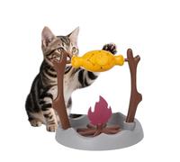 DFQ Cat Treat-Dispensing Slow Puzzle Feeder Bowls,Unique Rotatable Roast and Flame,Cognitive Training Game,Enrichment Interactive Stimulation Toys for Indoor Kitty