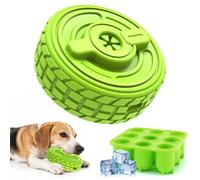 DFQ Interactive Dog Chew Toys,Durable Tire-Shape Puzzle with Treat Enrichment and Food Stick Holder for Aggressive Chewers,Lickable and Capable of Food Catching for Brain Stimulation,with Ice Tray