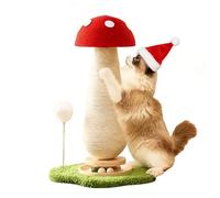 DFQ Mushroom Cat Scratching Post,Scratcher for Indoor Adults Cats, Kitty Tree with Catnip Ball Track Spring Fur Ball,Durable Sisal Toy,Kitten Tower with Durable Solid Wood,25.2''-Red