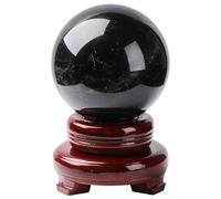 DFrywdgSEY crystal ball, Natural Black Crystal Ball, Decorative Balls, Divination Sphere, Home Decor, with Wood Stand(12cm)