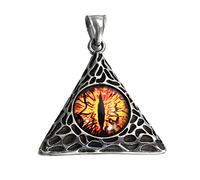DFrywdgSEY Men's Women's Stainless Steel Hip Hop Punk Gothic Devil Eye Pendant(Orange (Without Chain))