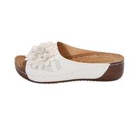 DFSDJEUW 1p clearance.sale items Wedge Sandals for Women Slip On Wide Fitting Non-slip Walking Slippers Casual Open Toe Arch Support Beach Mules Indoor Outdoor orthopedic sandals for women White 5