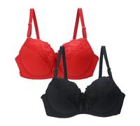 DFSDJEUW 2025 Camping 2 Pack Bras for Women Plus Size Push Up Underwire Comfort Wireless Seamless Multipack Bralette Sexy Padded Lace Bras Soft Full Coverage Black lace Bra Purple 36B